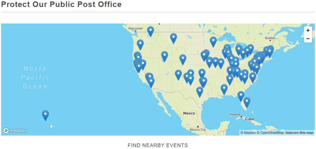 A US map with many pins